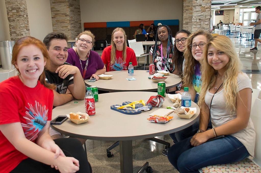 A group of students at Jefferson Student Union eating snacks