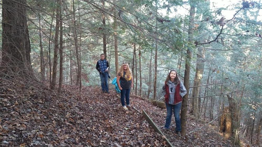 Geoscience students in a forest