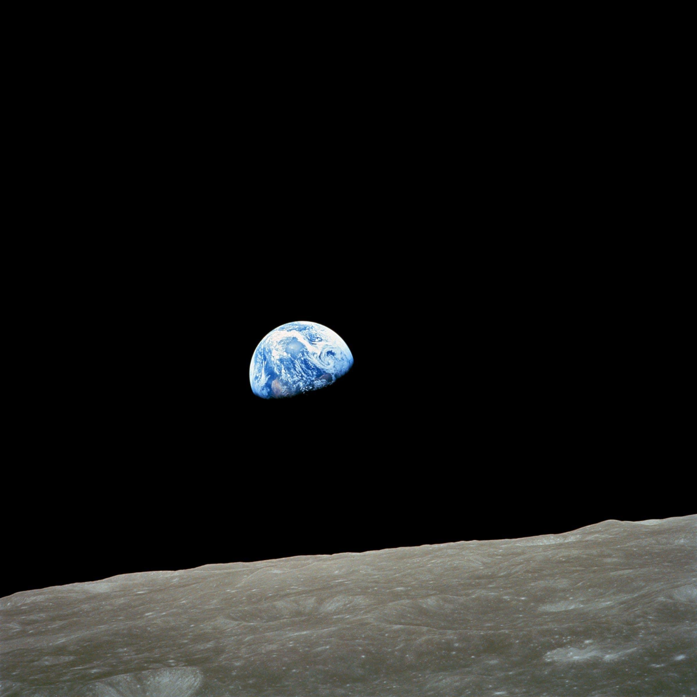 A photo of Earth taken from the Moon